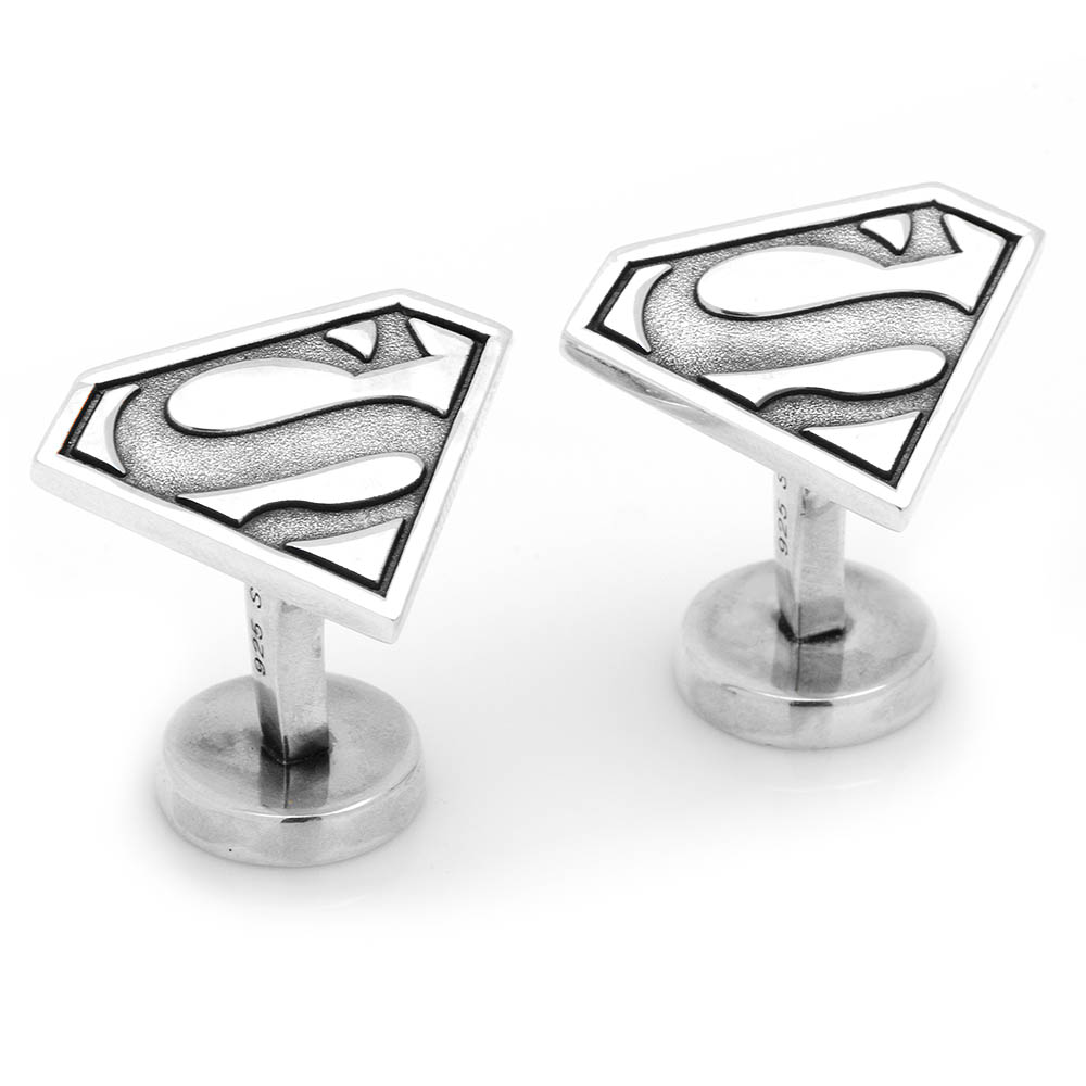 Metallic Silver Superman Cuff Links