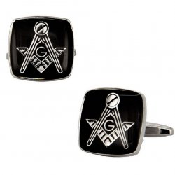 Masonic Silver Cufflinks in Black