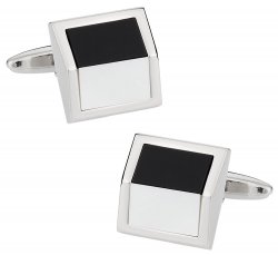 Angled Onyx Mother of Pearl Cufflinks