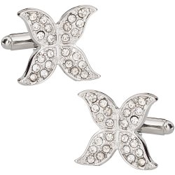 Womens Butterfly Cufflinks in Pave Crystal