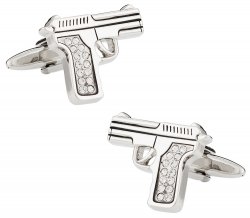 Crystal 9mm Handgun Cufflinks