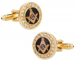 Crystal Gold Masonic Cufflinks