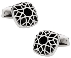 Domed & Caged Stainless Steel Cufflinks