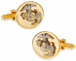 Gold Silver USMC Marine Corp Eagle, Globe & Anchor Cufflinks for Officer