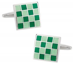 Green Checkerboard Enamel Cufflinks