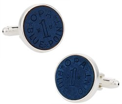 OPA Blue Point WWII Ration Cufflinks Clad in Sterling Silver