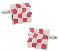 Pink Checkerboard Enamel Cufflinks