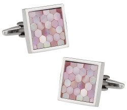 Pink Mother of Pearl Honeycomb Cufflinks