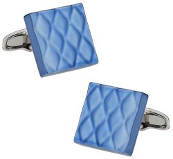 Quilted Metallic Blue Cufflinks