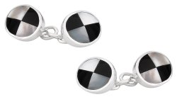 Sterling Silver Onyx Mother of Pearl Cufflinks