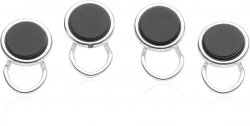 Sterling Silver Plated Clip-on Studs in Onyx