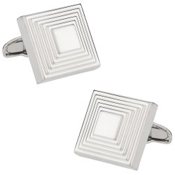 The Steps Square Cufflinks in Silvertone