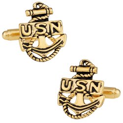 US Navy Anchor Cufflinks Gold