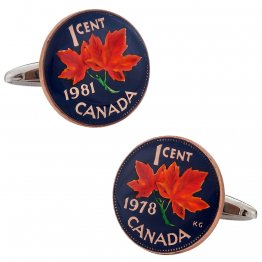 Canadian Maple Leaf Penny Cufflinks Hand Painted