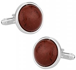 Domed Jasper Cufflinks with Sterling Silver Plate