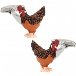 Rooster Cock Cufflinks Hand Painted
