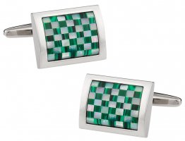 Malachite Cufflinks with Mosaic Mother of Pearl