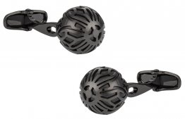Swarovski Gunmetal Caged Pearl Cufflinks in Black