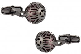 Swarovski Gunmetal Caged Pearl Cufflinks in Burgundy