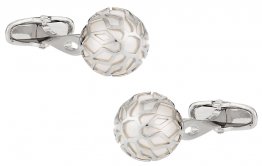 Swarovski Silver Caged Pearl Cufflinks in White