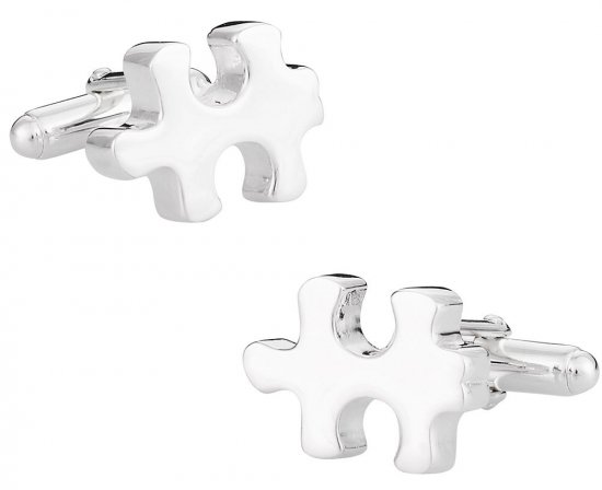 925 Sterling Silver Puzzle Piece Autism Awareness Cufflinks