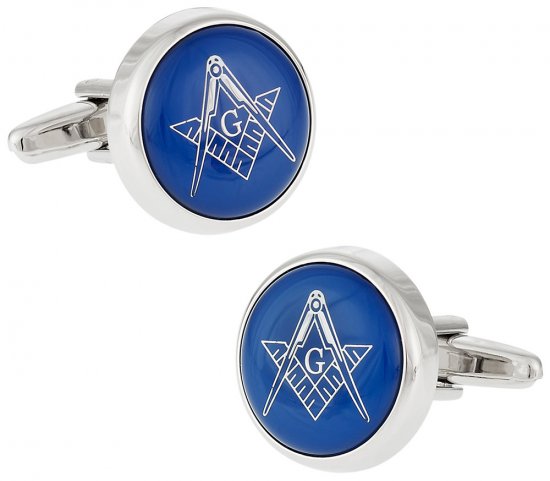 Blue Masonic Freemason Round Cufflinks