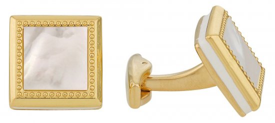 Gold Mother of Pearl Square Cufflinks