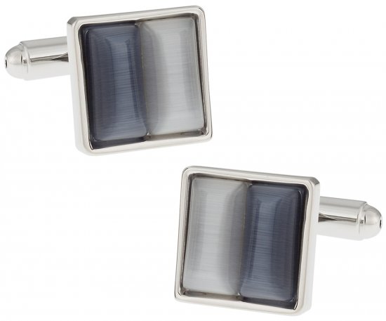 Gray & Silver Fiber Optic Cufflinks