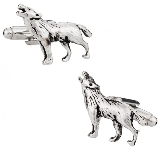 Howling Wolf Silver Cufflinks
