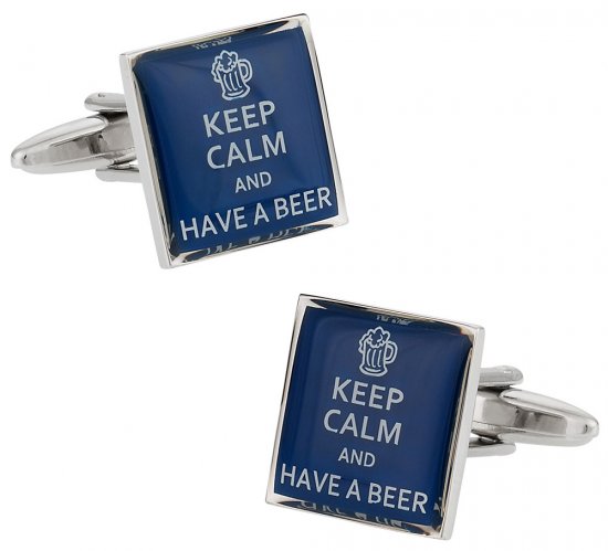 Beer Drinker Gift Idea - Keep Calm Beer Cufflinks