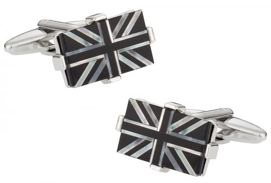 Luxury Union Jack Cufflinks with Onyx & Mother of Pearl