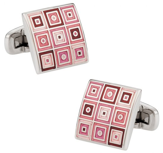 Quilted Cufflinks in Pink