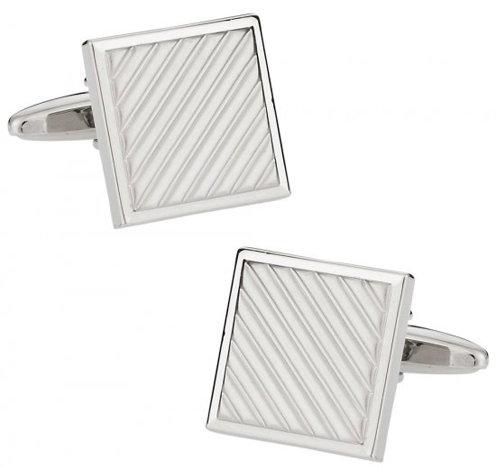 Silvertone Striped Cufflinks