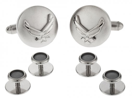 Silvertone USAF Air Force Eagle Device Cufflinks and Studs Formal Set