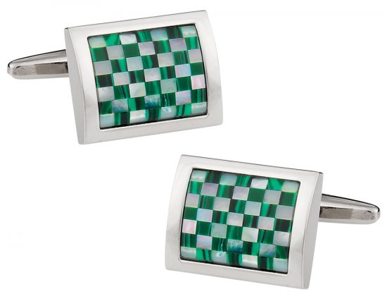 Malachite Cufflinks with Mosaic Mother of Pearl