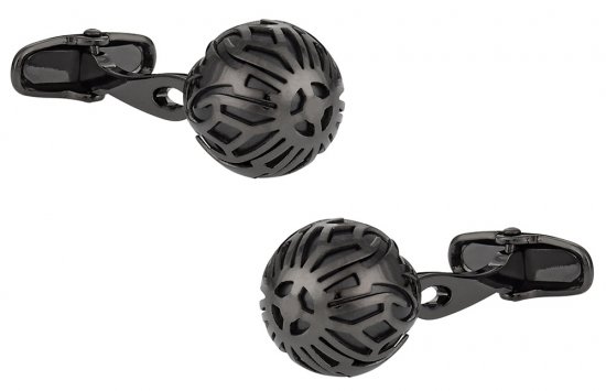 Swarovski Gunmetal Caged Pearl Cufflinks in Black