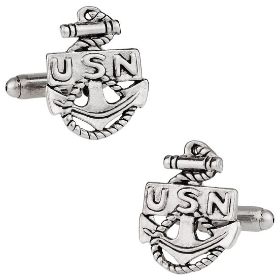 US Navy Anchor Cufflinks Silver