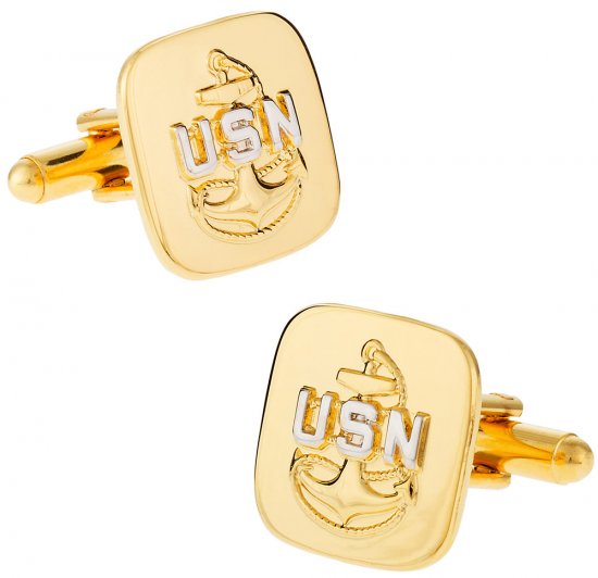US Navy Cufflinks E7 Chief Petty Officer CPO USN Gold Silver