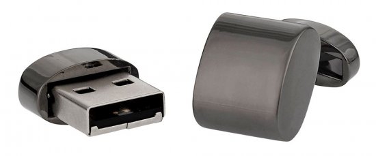 USB Flash Drive Cufflinks in Gun Metal 4GB Total