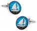 Nautical Blue Enamel Sailboat Cufflinks