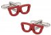 Red Nerd Glass Eyeglass Cufflinks