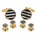 Striped Onyx and Mother of Pearl Gold Cufflinks and Studs