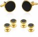 Men's Tuxedo Cufflinks and Studs - Black Onyx with Gold Tone